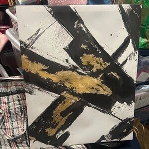 Abstract Black and Gold Canvas Art